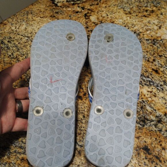 BRIGHTON Summer Shelly Starfish Turquoise White Rubber Flip Flops Women's 8 - Picture 3 of 6